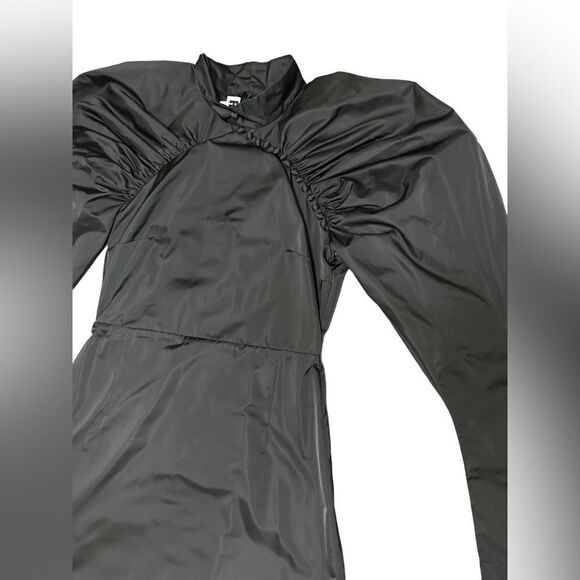 ROTATE Birger Christensen Kim Black Puff Sleeve Mini Dress Buttons sz M - Picture 6 of 15